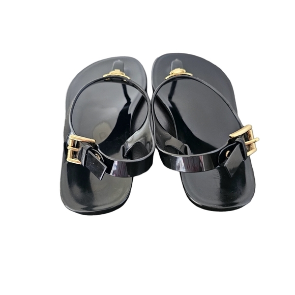Michael Kors Mira Jelly Thong Sandals Black Gold Lock Accent size 7 - Picture 3 of 6